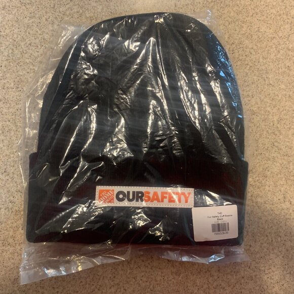 Home Depot One Size Fits All Black Cuff Beanie. New. Our Safety. - Picture 2 of 3